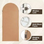Miroir sur pied arque marron/blanc, cadre quadrillé, à fixer au mur, 180x80cm, 1 personne