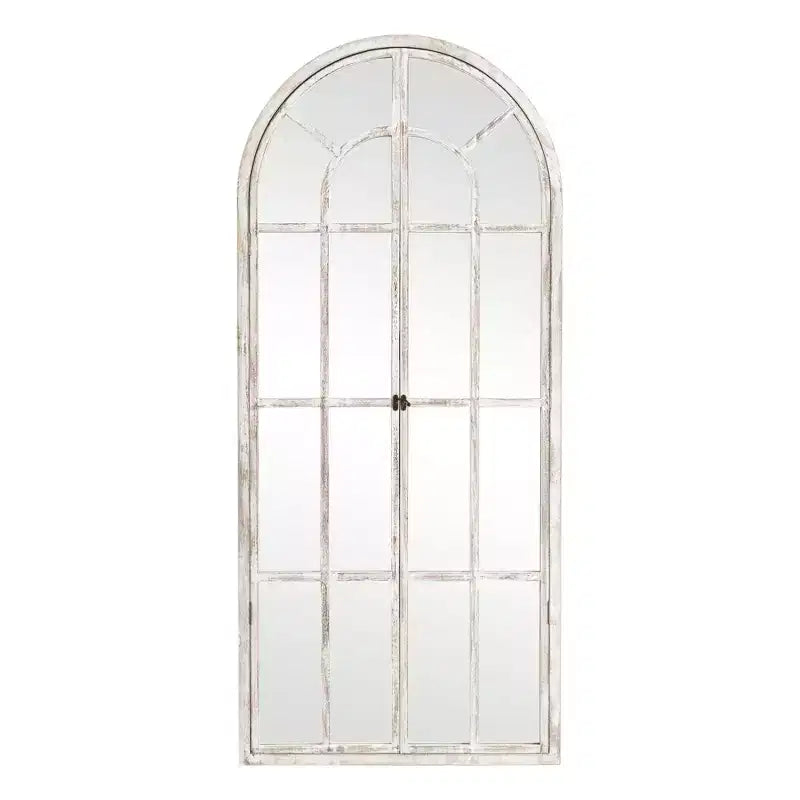 Miroir sur pied arque marron/blanc, cadre quadrillé, à fixer au mur, 180x80cm, 1 personne