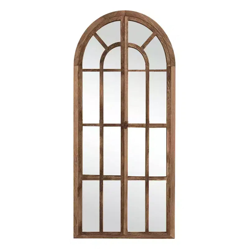 Miroir sur pied arque marron/blanc, cadre quadrillé, à fixer au mur, 180x80cm, 1 personne