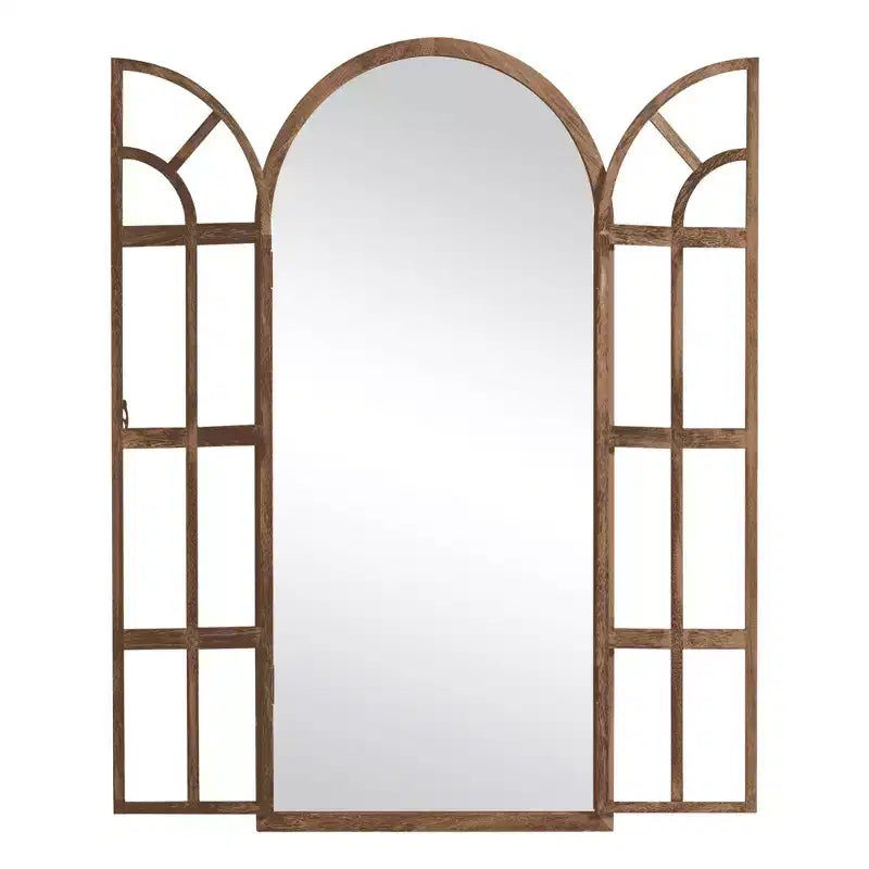 Miroir sur pied arque marron/blanc, cadre quadrillé, à fixer au mur, 180x80cm, 1 personne