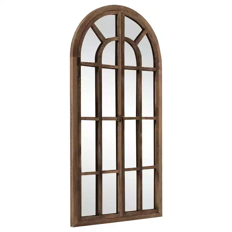 Miroir sur pied arque marron/blanc, cadre quadrillé, à fixer au mur, 180x80cm, 1 personne