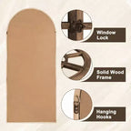 Miroir sur pied arque marron/blanc, cadre quadrillé, à fixer au mur, 180x80cm, 1 personne