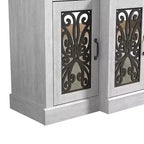 Enfilade large 4 portes, chêne gris poussiéreux découpé au laser