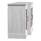 Enfilade large 4 portes, chêne gris poussiéreux découpé au laser