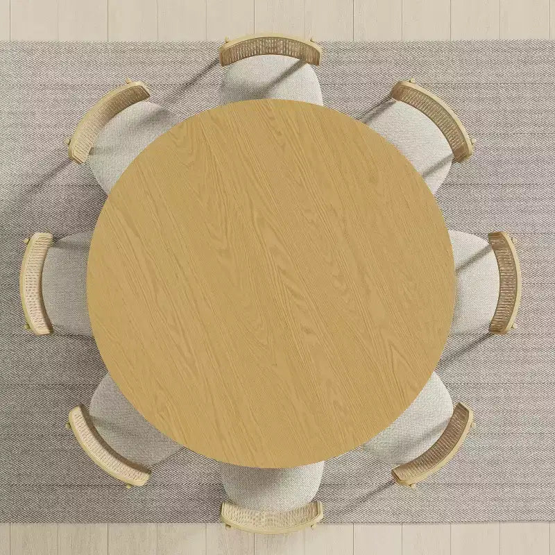 Table à manger ronde en bois massif jaune pour 6-8 personnes