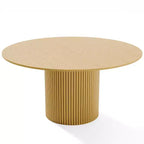 Table à manger ronde en bois massif jaune pour 6-8 personnes