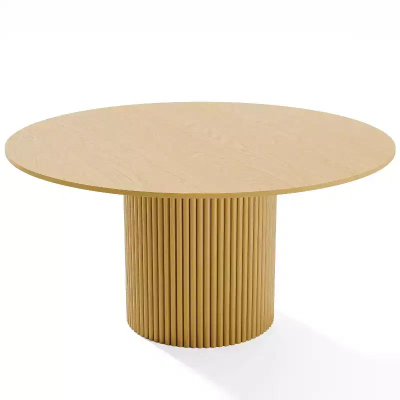 Table à manger ronde en bois massif jaune pour 6-8 personnes