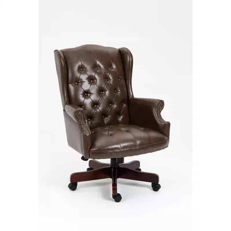Chaise de bureau croisée noire/marron/marron foncé avec accoudoir, similicuir, 1 personne