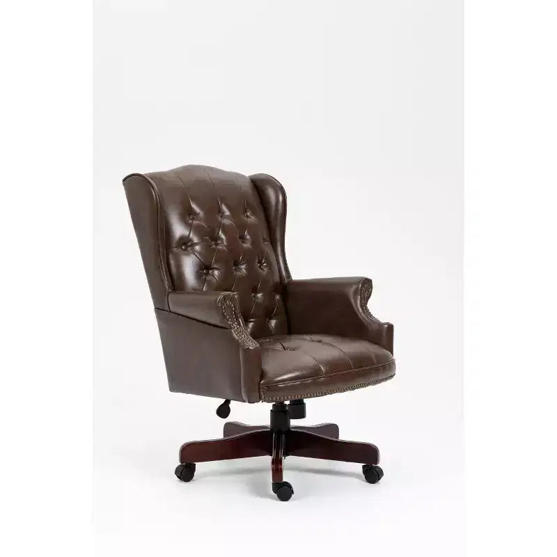 Chaise de bureau croisée noire/marron/marron foncé avec accoudoir, similicuir, 1 personne