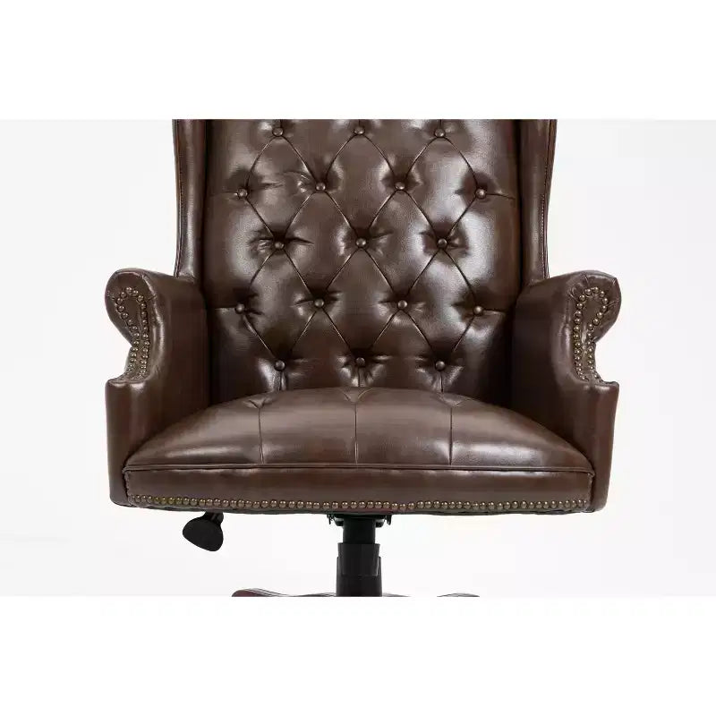 Chaise de bureau croisée noire/marron/marron foncé avec accoudoir, similicuir, 1 personne
