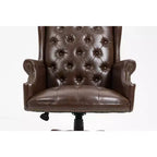 Chaise de bureau croisée noire/marron/marron foncé avec accoudoir, similicuir, 1 personne