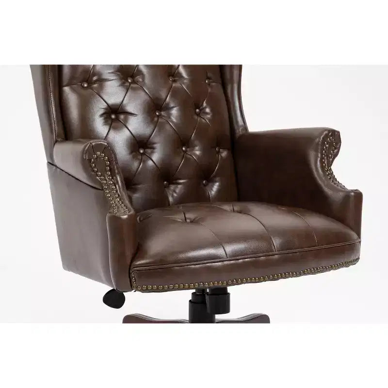Chaise de bureau croisée noire/marron/marron foncé avec accoudoir, similicuir, 1 personne