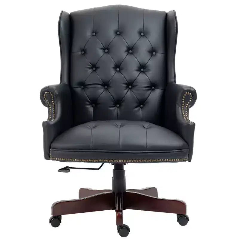 Chaise de bureau croisée noire/marron/marron foncé avec accoudoir, similicuir, 1 personne