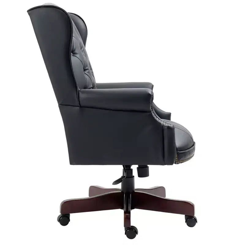 Chaise de bureau croisée noire/marron/marron foncé avec accoudoir, similicuir, 1 personne