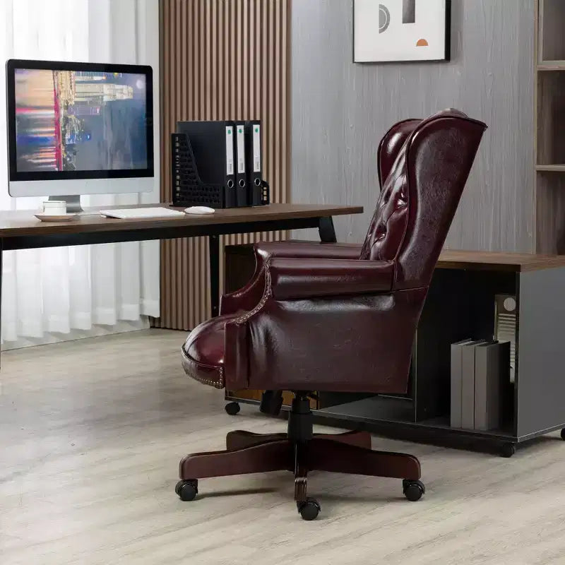 Chaise de bureau croisée noire/marron/marron foncé avec accoudoir, similicuir, 1 personne
