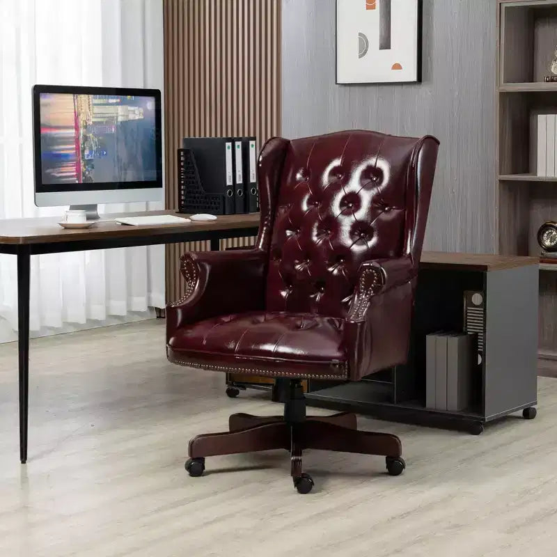 Chaise de bureau croisée noire/marron/marron foncé avec accoudoir, similicuir, 1 personne