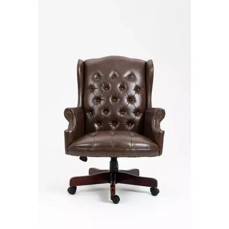 Chaise de bureau croisée noire/marron/marron foncé avec accoudoir, similicuir, 1 personne