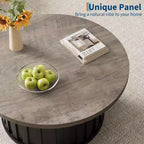 Table basse ronde gris/rétro, style milieu de siècle, piètement en métal, 2 places