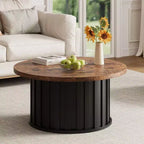 Table basse ronde gris/rétro, style milieu de siècle, piètement en métal, 2 places