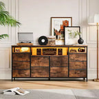 Commode de rangement TV 10 tiroirs noire/marron/rose/blanche avec LED et prise de courant, 160,8 cm