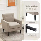 Fauteuil d'appoint rembourré beige/gris avec pieds en bois, une place