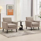Fauteuil d'appoint rembourré beige/gris avec pieds en bois, une place