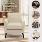 Fauteuil d'appoint rembourré beige/gris avec pieds en bois, une place