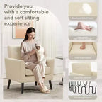 Fauteuil d'appoint rembourré beige/gris avec pieds en bois, une place
