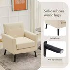 Fauteuil d'appoint rembourré beige/gris avec pieds en bois, une place