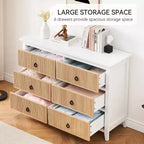 Commode en bois 6 tiroirs – Panneau cannelé, Bois mort / Couleur bois, Simple