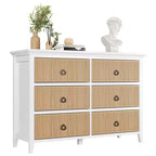 Commode en bois 6 tiroirs – Panneau cannelé, Bois mort / Couleur bois, Simple