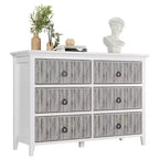 Commode en bois 6 tiroirs – Panneau cannelé, Bois mort / Couleur bois, Simple