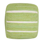 Repose-pieds/pouf ottoman cube rayé vert et blanc en coton pour une personne, 45,7 x 45,7 x 45,7 cm