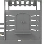 Lit cabane simple avec tiroirs de rangement, barrières de sécurité et étagère de fenêtre – Bois naturel, 1 enfant