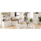 Garde-manger de cuisine autoportant Pastoral Gray / Washed White avec portes de grange, tiroir et étagères réglables