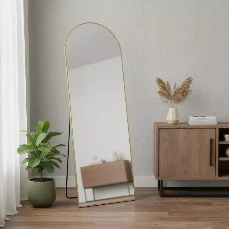Miroir plein pied arche en métal doré – Autonome et mural