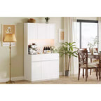 Garde-manger de cuisine 6 portes gris/blanc avec lumières LED et prises de courant