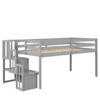 Lit mezzanine jumeau blanc avec toboggan et escalier pour 1 personne