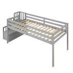 Lit mezzanine jumeau blanc avec toboggan et escalier pour 1 personne