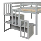Lit mezzanine jumeau blanc avec toboggan et escalier pour 1 personne