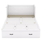 Lit armoire escamotable blanc avec ports USB et tiroirs de rangement, 2-en-1, pour 1 personne