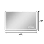 Miroir de salle de bain LED en aluminium argenté de 48 po, simple, anti-buée, 3 températures de couleur