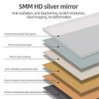 Miroir de salle de bain LED en aluminium argenté de 48 po, simple, anti-buée, 3 températures de couleur