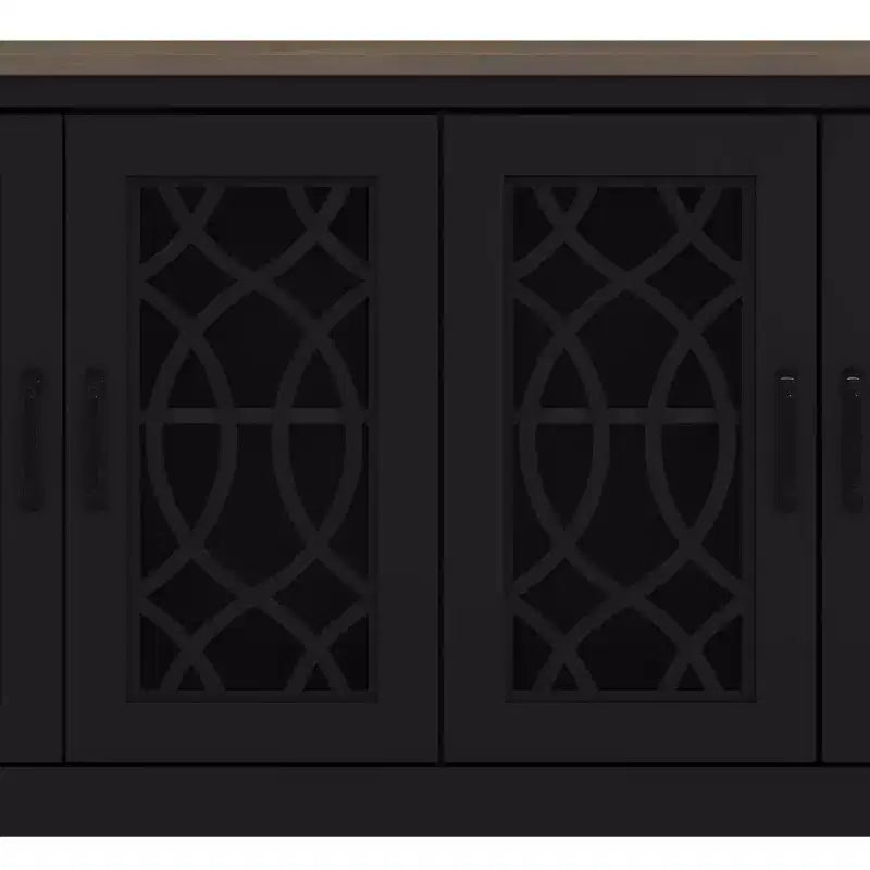 Meuble TV noir avec rangement à porte découpée, pour 1 téléviseur jusqu'à 65 po