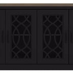 Meuble TV noir avec rangement à porte découpée, pour 1 téléviseur jusqu'à 65 po