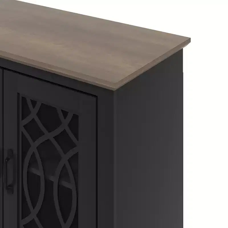 Meuble TV noir avec rangement à porte découpée, pour 1 téléviseur jusqu'à 65 po