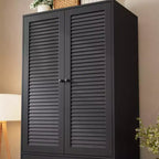 Armoire double battante bois naturel / blanc avec tringle et 3 tiroirs, 1 personne