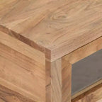 Table basse rectangulaire en bois d'acacia noir et marron avec tiroirs