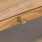 Table basse rectangulaire en bois d'acacia noir et marron avec tiroirs