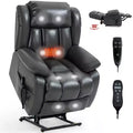 Gray Faux Leather Power Lift Recliner Chair with 8-Point Vibration Massage and Lumbar Heating for Living Room Apartment